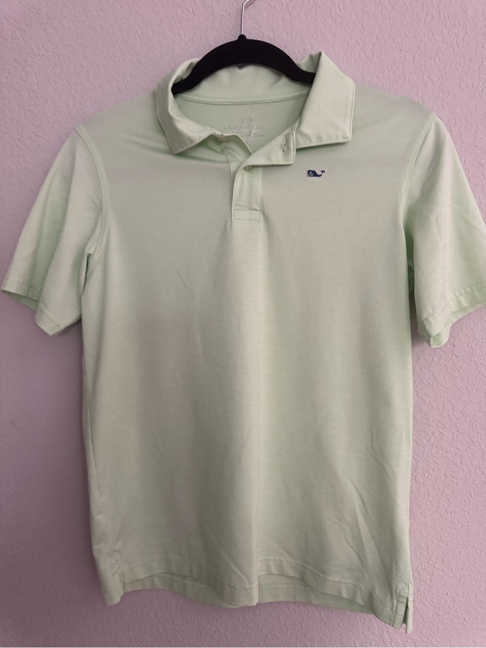 Vineyard Vines Boys (12-14)  Polo in Pale Mint with Navy Logo